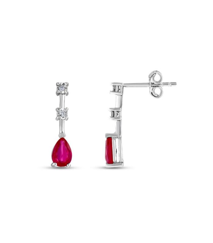 0.03 Karat Yakut Taşlı Pırlanta Küpe