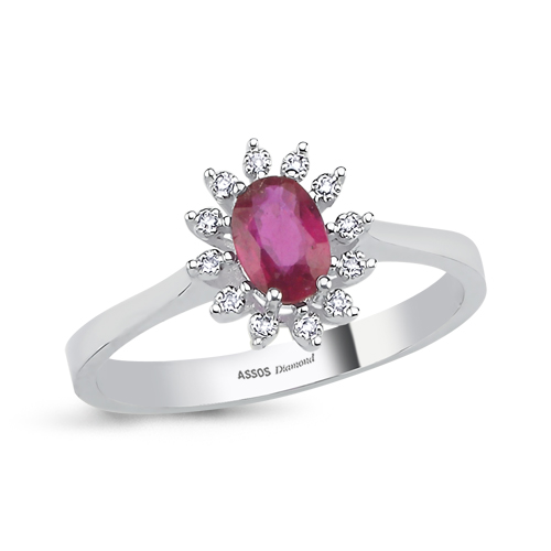 0.03 Karat Yakut Taşlı Pırlanta Yüzük