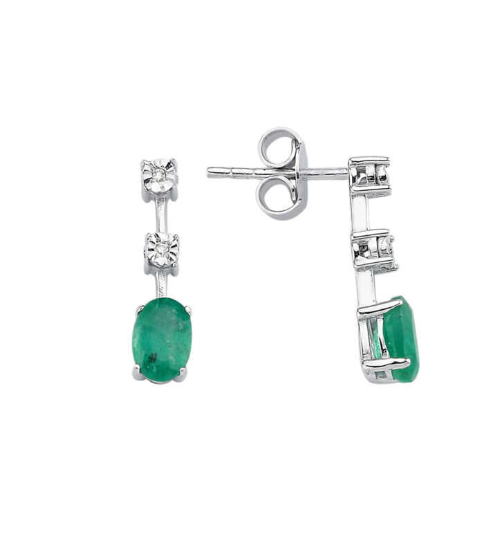 0.03 Karat Zümrüt Taşlı Pırlanta Küpe