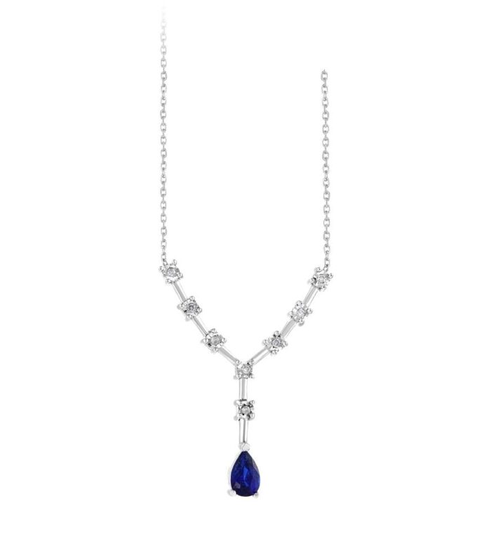 0.04 Karat Damla Safir Taşlı Pırlanta Kolye