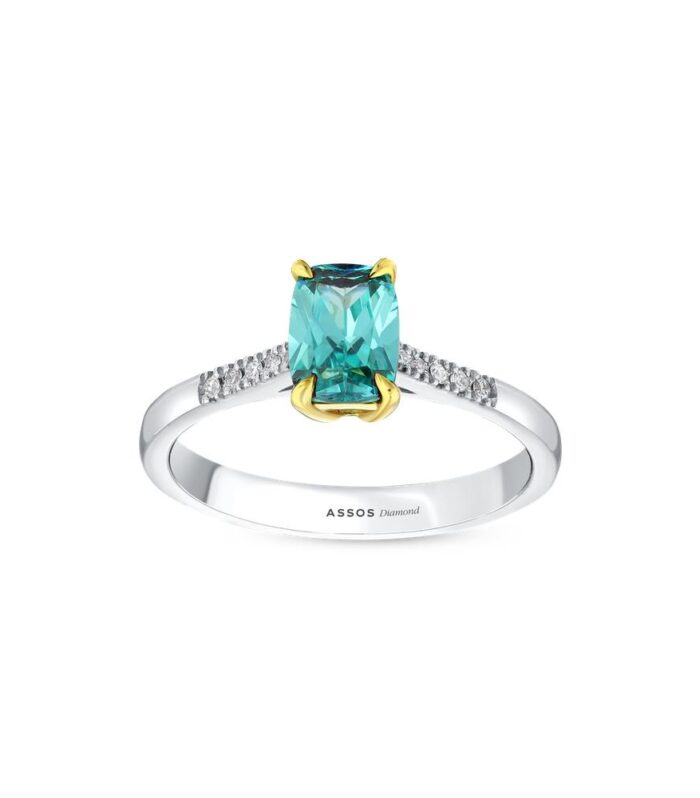 0.05 Karat Aquamarine Taşlı Pırlanta Yüzük