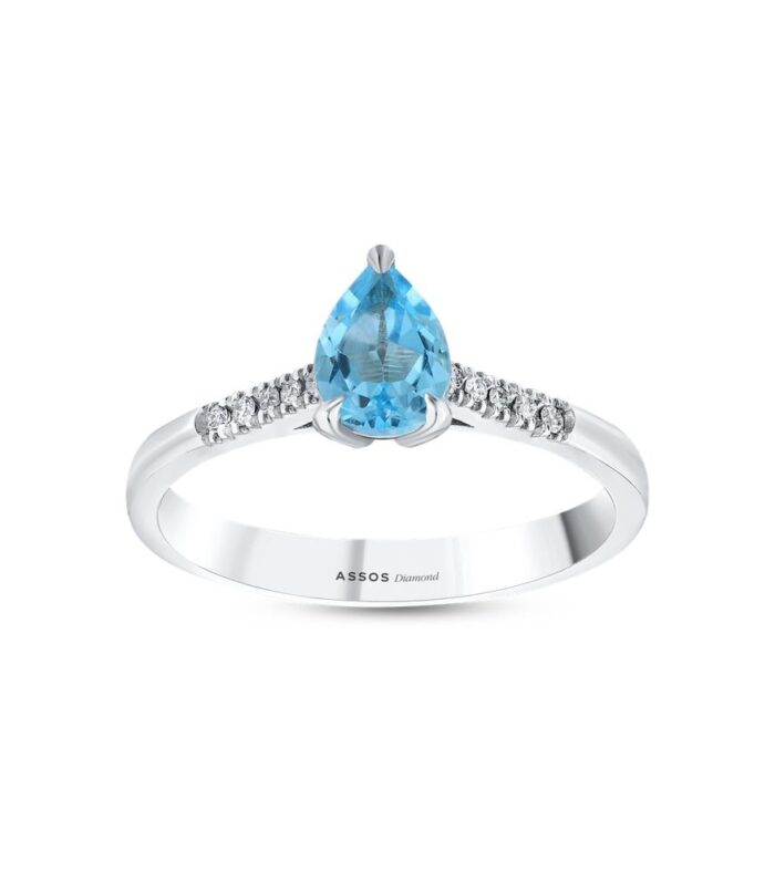 0.05 Karat Aquamarine Taşlı Pırlanta Yüzük