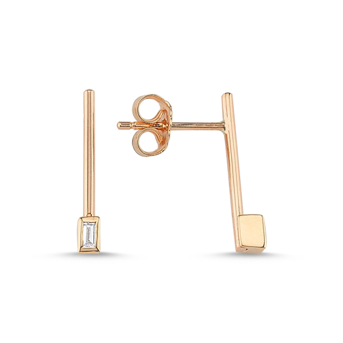 0.05 Karat Baget Taşlı Pırlanta Küpe