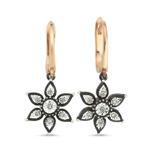 0.05 Karat Elmas Çiçek Küpe