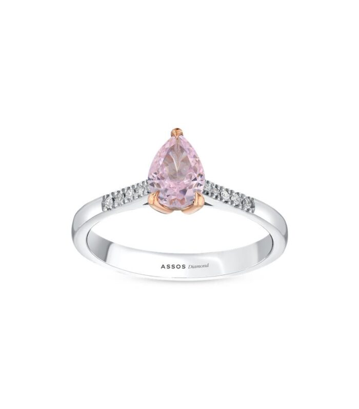 0.05 Karat Pembe Topaz Taşlı Pırlanta Yüzük