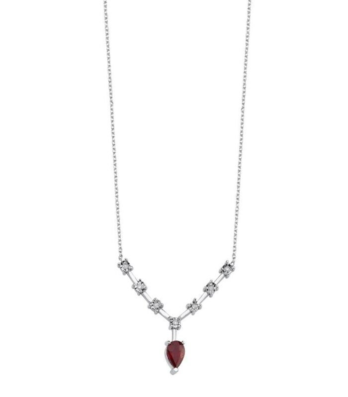 0.05 Karat Pırlanta Renkli Taşlı Kolye