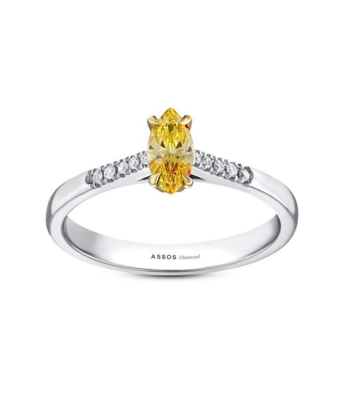 0.05 Karat Sarı Topaz Taşlı Pırlanta Yüzük