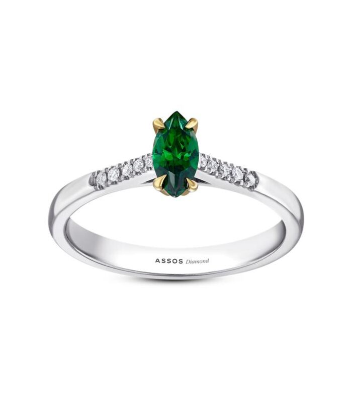 0.05 Karat Yeşil Topaz Taşlı Pırlanta Yüzük