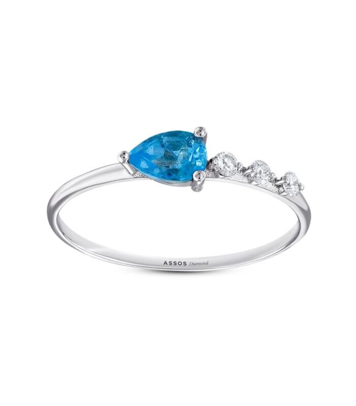 0.06 Karat Aquamarine Taşlı Pırlanta Yüzük