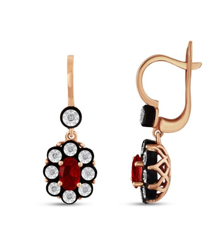 0.06 Karat Yakut Renkli Elmas Küpe