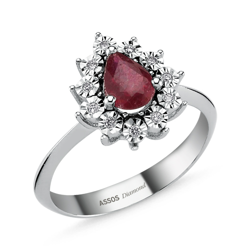 0.06 Karat Yakut Taşlı Pırlanta Yüzük