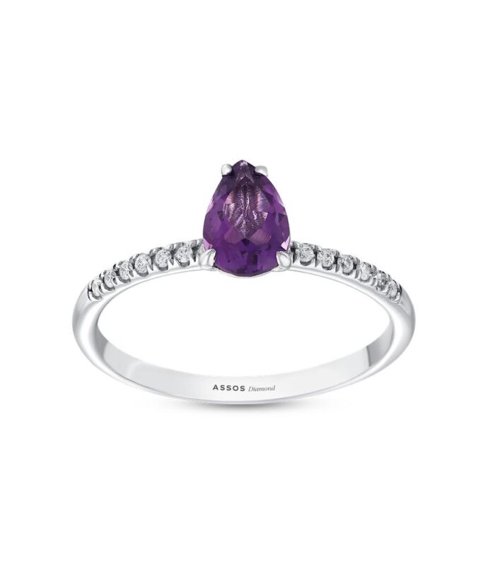 0.07 Karat Ametist Taşlı Pırlanta Yüzük