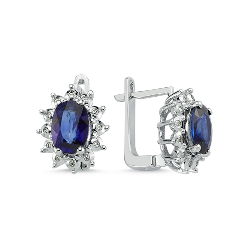 0.07 Karat Safir Taşlı Pırlanta Küpe