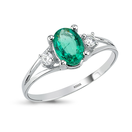 0.07 Karat Zümrüt Taşlı Pırlanta Yüzük