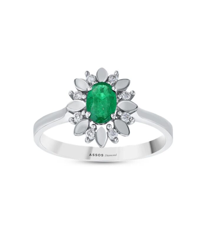 0.07 Karat Zümrüt Taşlı Pırlanta Yüzük