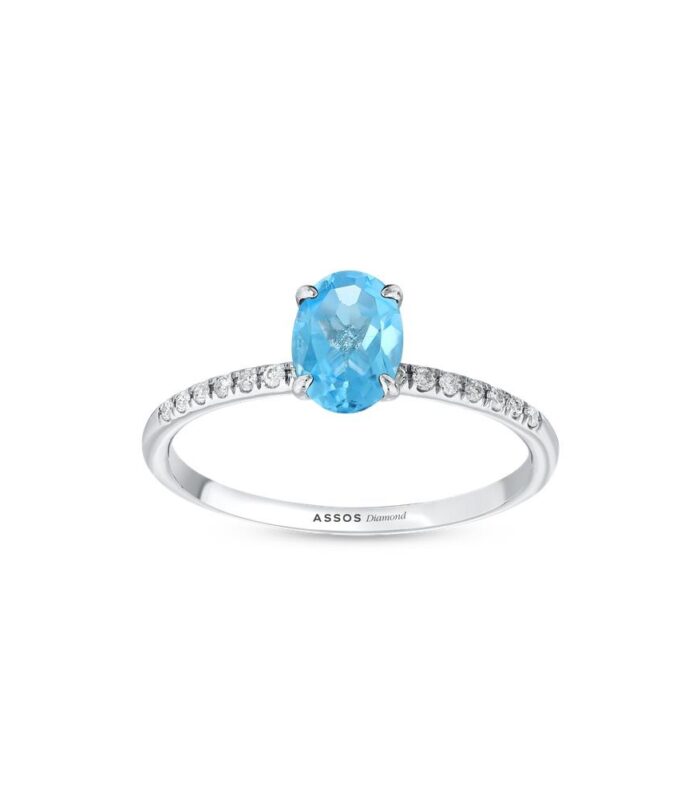 0.08 Karat Aquamarine Taşlı Pırlanta Yüzük