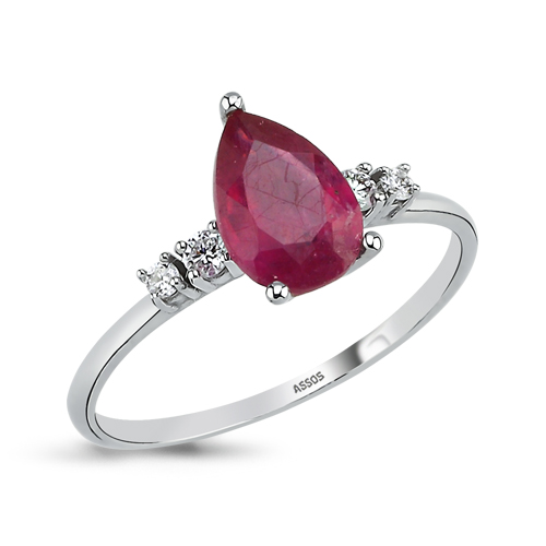 0.08 Karat Yakut Taşlı Pırlanta Yüzük