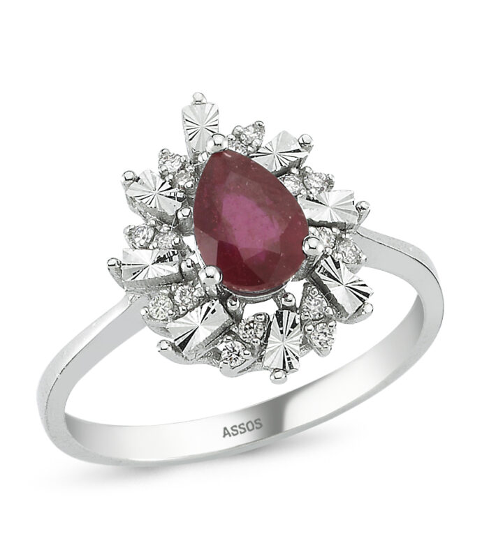 0.08 Karat Yakut Taşlı Pırlanta Yüzük