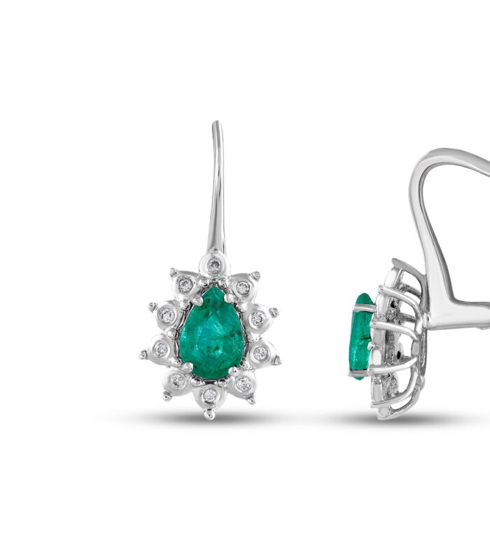 0.08 Karat Zümrüt Taşlı Pırlanta Küpe