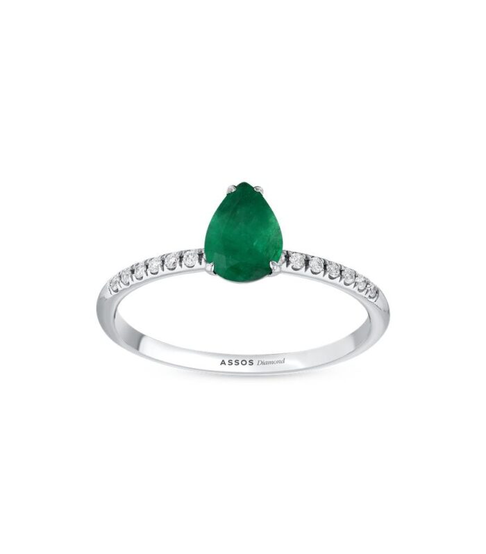 0.08 Karat Zümrüt Taşlı Pırlanta Yüzük