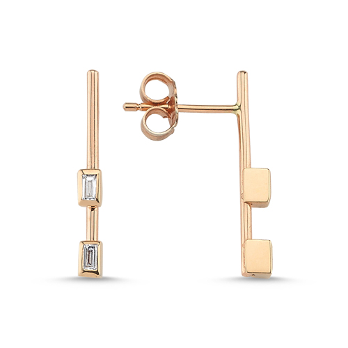 0.10 Karat Baget Taşlı Pırlanta Küpe