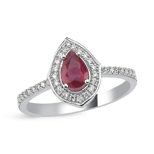 0.11 Karat Damla Yakut Taşlı Pırlanta Yüzük