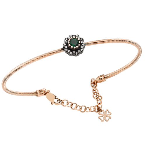 0.11 Karat Zümrüt Taşlı Elmas Bilezik