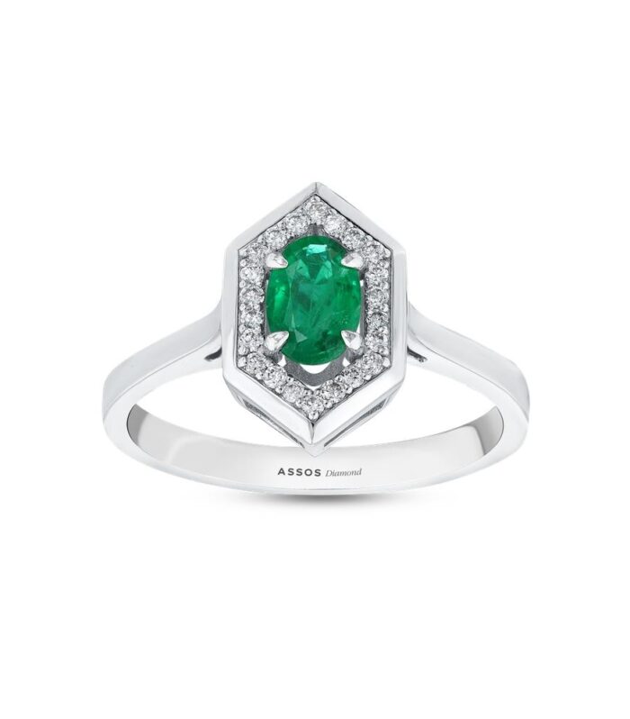 0.11 Karat Zümrüt Taşlı Pırlanta Yüzük