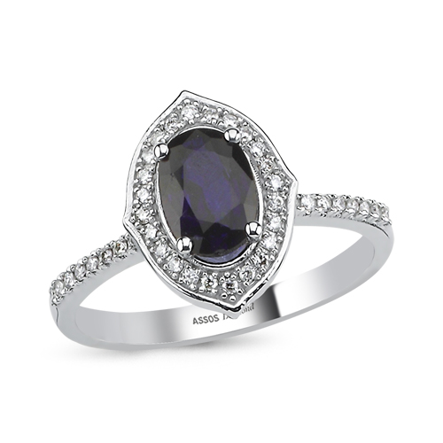 0.12 Karat Oval Safir Taşlı Pırlanta Yüzük