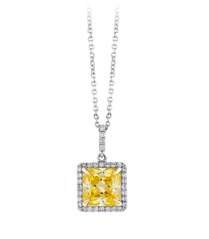 0.12 Karat Sarı Topaz Taşlı Pırlanta Kolye