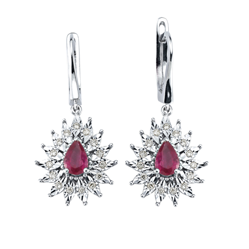 0.12 Karat Yakut Taşlı Pırlanta Fantezi Küpe