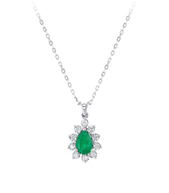 0.12 Karat Zümrüt Taşlı Pırlanta Kolye