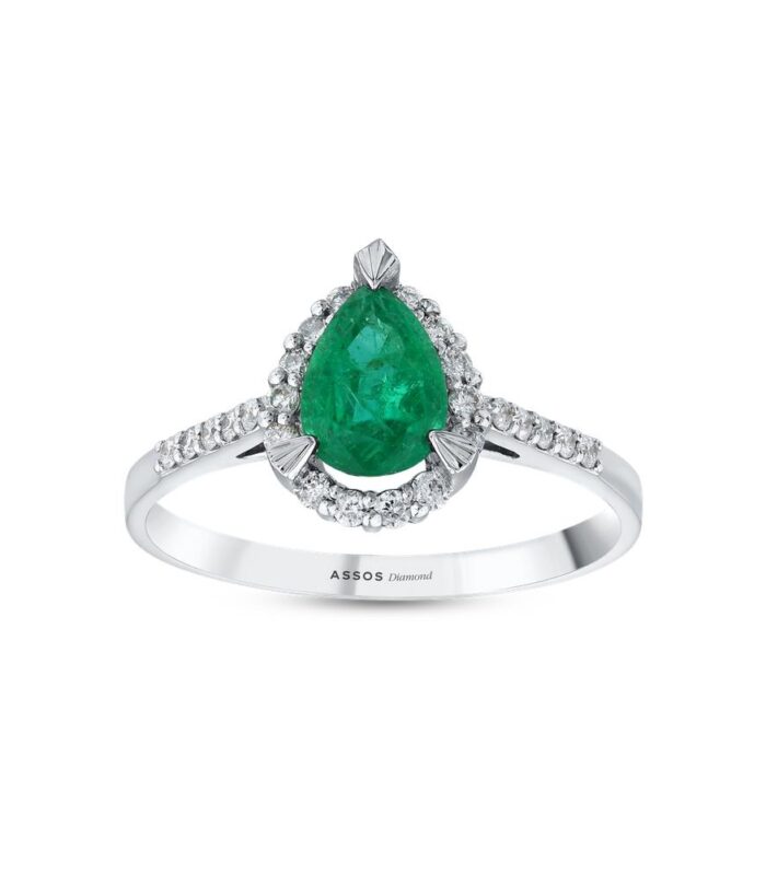 0.13 Karat Zümrüt Taşlı Pırlanta Yüzük