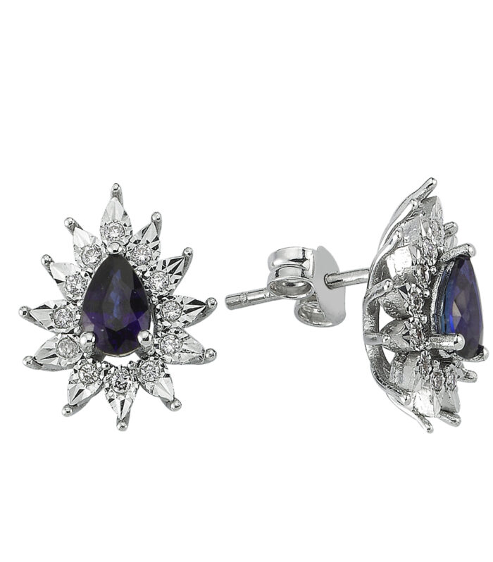 0.14 Karat Safir Taşlı Pırlanta Fantezi Küpe