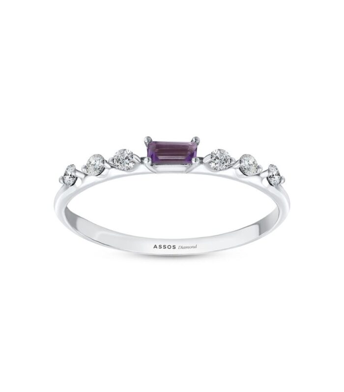 0.15 Karat Ametist Taşlı Pırlanta Yüzük