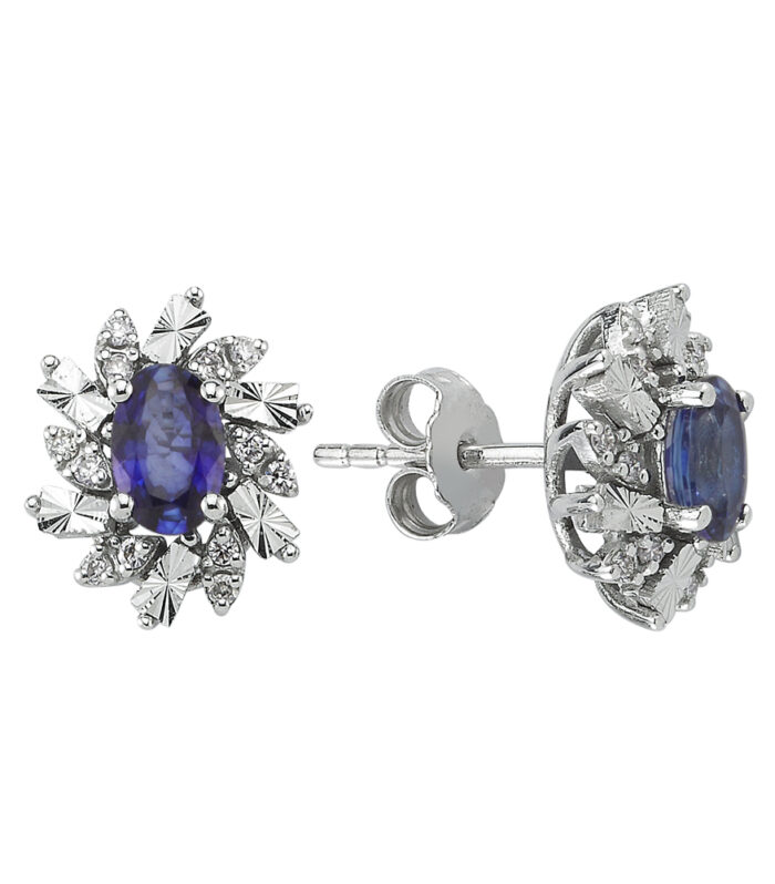 0.16 Karat Safir Taşlı Pırlanta Fantezi Küpe