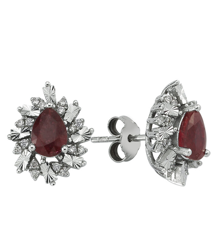 0.16 Karat Yakut Taşlı Pırlanta Fantezi Küpe