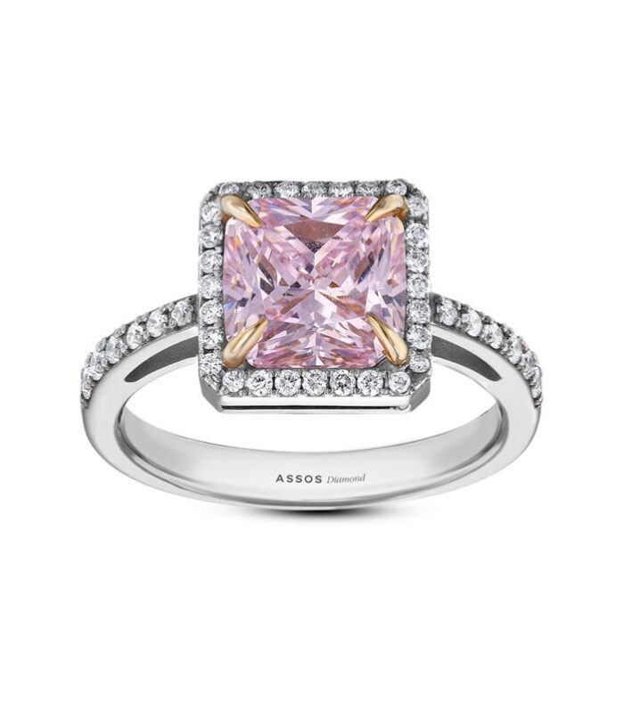 0.18 Karat Pembe Topaz Taşlı Pırlanta Yüzük