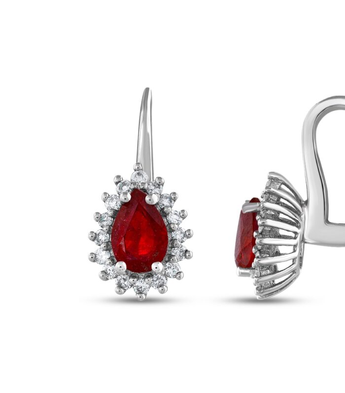 0.18 Karat Yakut Taşlı Pırlanta Küpe