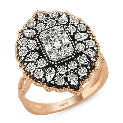 0.20 Karat Baget Taşlı Elmas Fantezi Yüzük