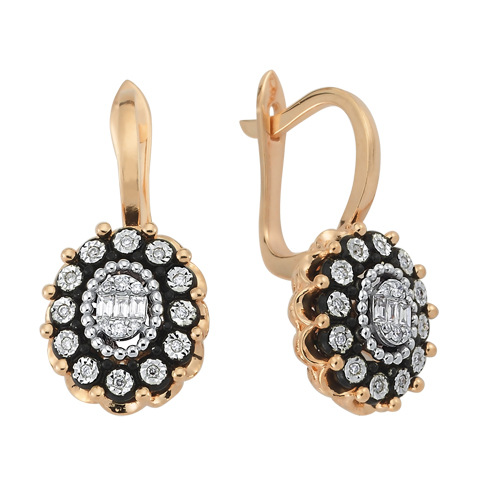 0.22 Karat Baget Taşlı Elmas Fantezi Küpe