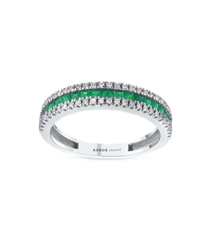 0.22 Karat Zümrüt Taşlı Pırlanta Yüzük