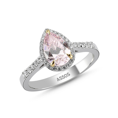 0.23 Karat Pembe Topaz Taşlı Pırlanta Yüzük