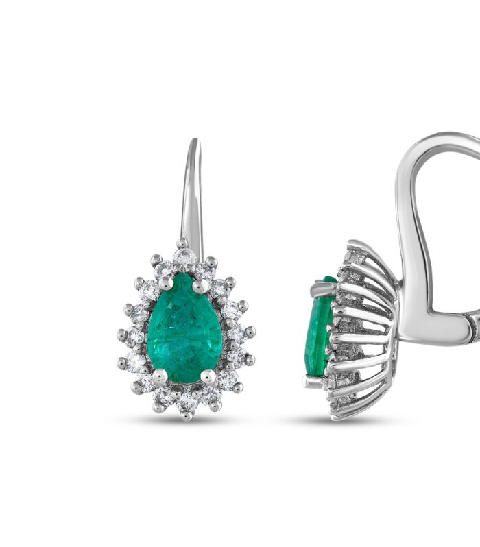 0.23 Karat Zümrüt Taşlı Pırlanta Küpe