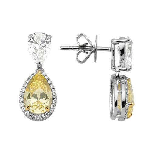 0.24 Karat Pırlanta Renkli Taş Küpe