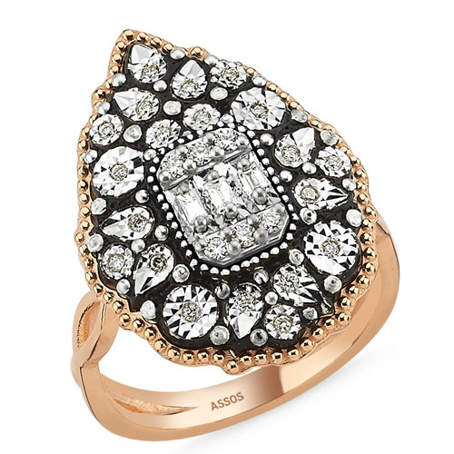 0.25 Karat Baget Taşlı Elmas Fantezi Yüzük