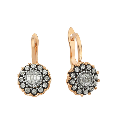 0.26 Karat Baget Taşlı Elmas Fantezi Küpe