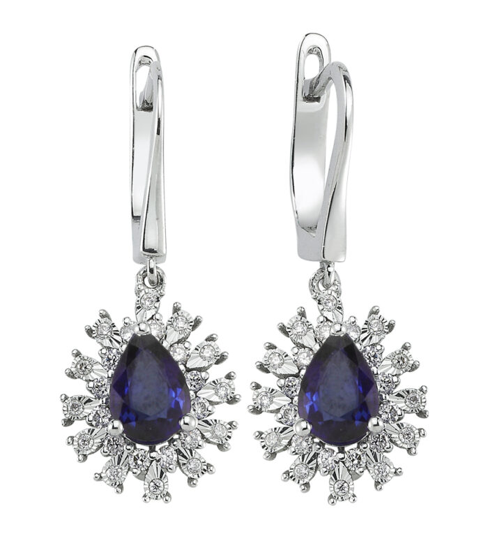 0.28 Karat Safir Taşlı Pırlanta Fantezi Küpe