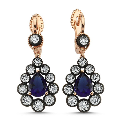 0.29 Karat Safir Renkli Elmas Küpe