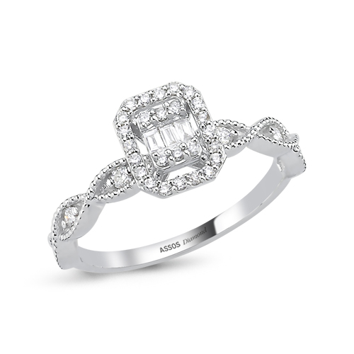 0.30 Karat Baget Taşlı Fantezi Pırlanta Yüzük